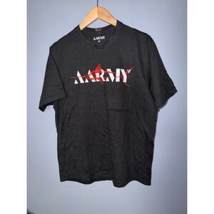 ARMY Black Graphic‎ T Shirt Men's Size Medium Embroidered Logo Short Sleeve Tee